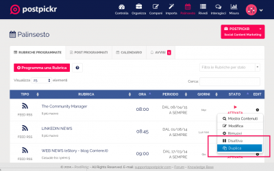 #PlatformUpdate: novità in Palinsesto, Post Editor e gestione Post Archiviati