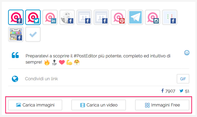 Post Editor - nuovi pulsanti allegato