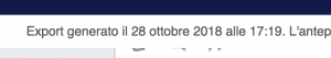 Data esportazione report