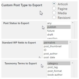 Un collage delle opzioni del plugin