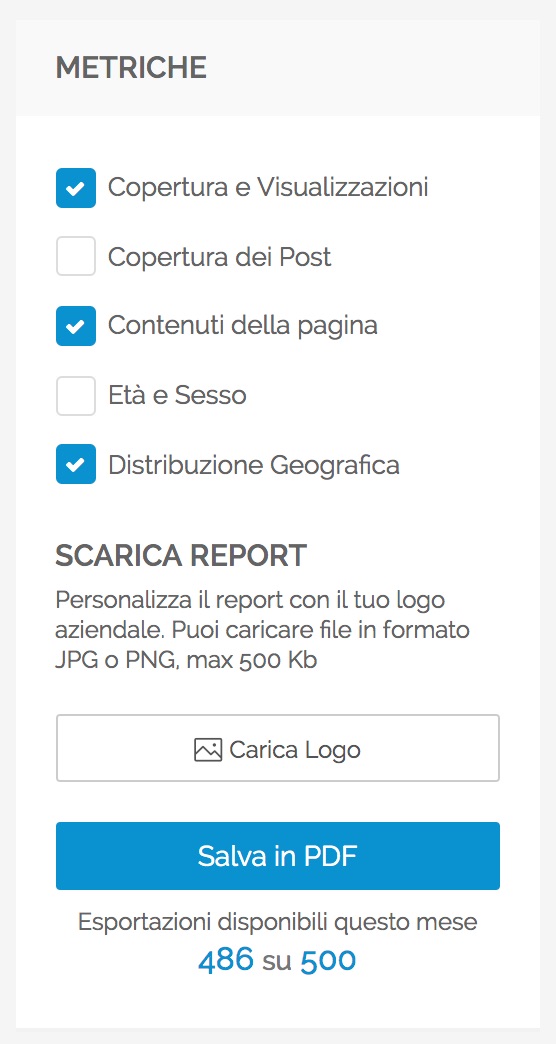 Audience - metriche ed esportazione report in PDF
