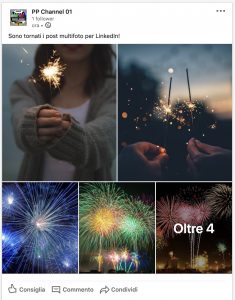 Un post multifoto pubblicato su LinkedIn