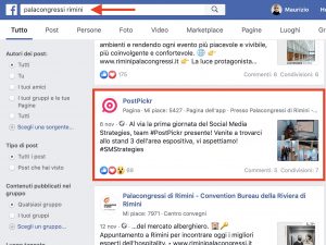 Post geolocalizzato nei risultati di ricerca di Facebook