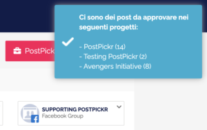 Il badge di notifica dei post da approvare
