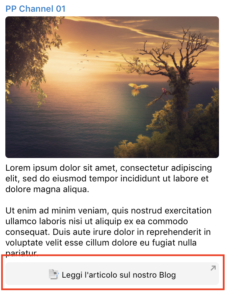 Un post pubblicato con un link in formato Pulsante