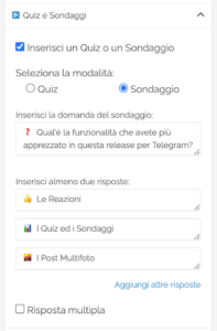 La sezione Sondaggi delle Opzioni Avanzate