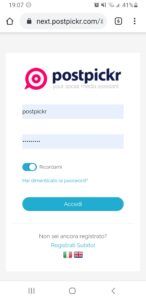 La finestra di login su Chrome per Android