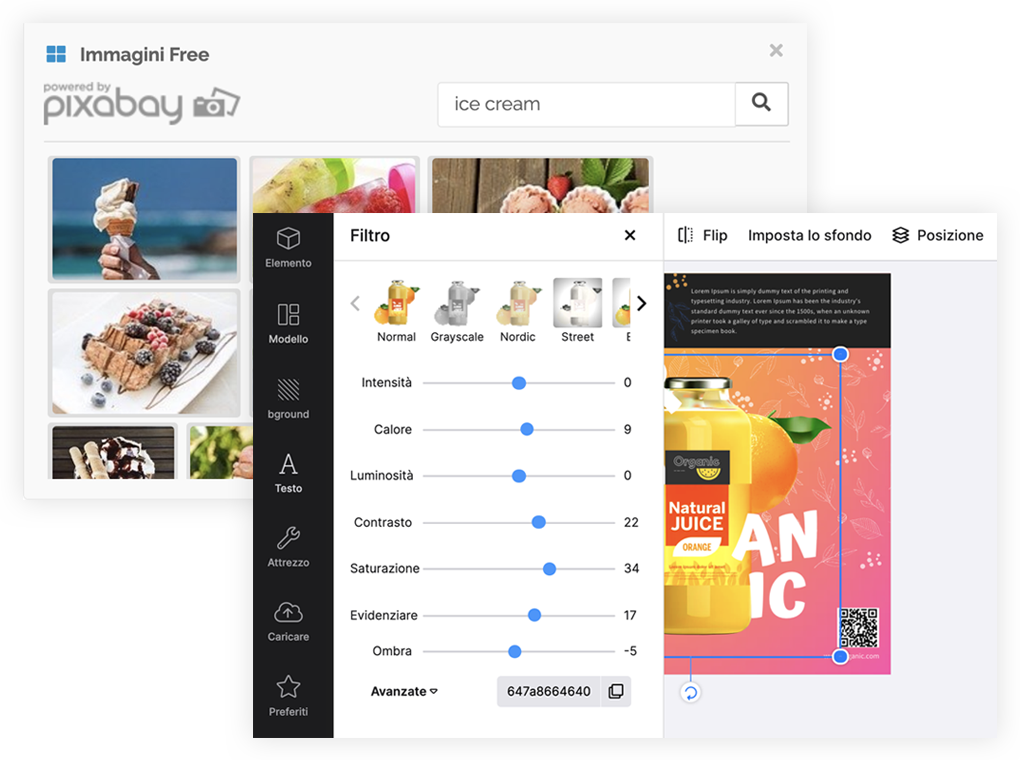 Immagini free Pixabay e visual editor di DesignBold