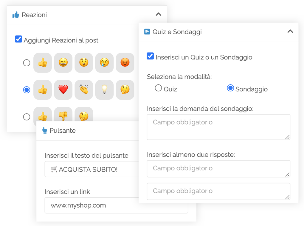 Inserisci Sondaggi, Quiz e Pulsanti