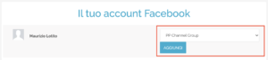 Menu scelta gruppo Facebook da collegare