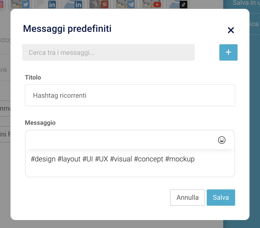 Creare un nuovo messaggio predefinito