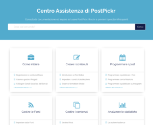 La home page del nuovo centro assistenza