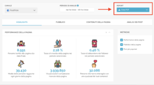 il nuovo menu di esportazione report