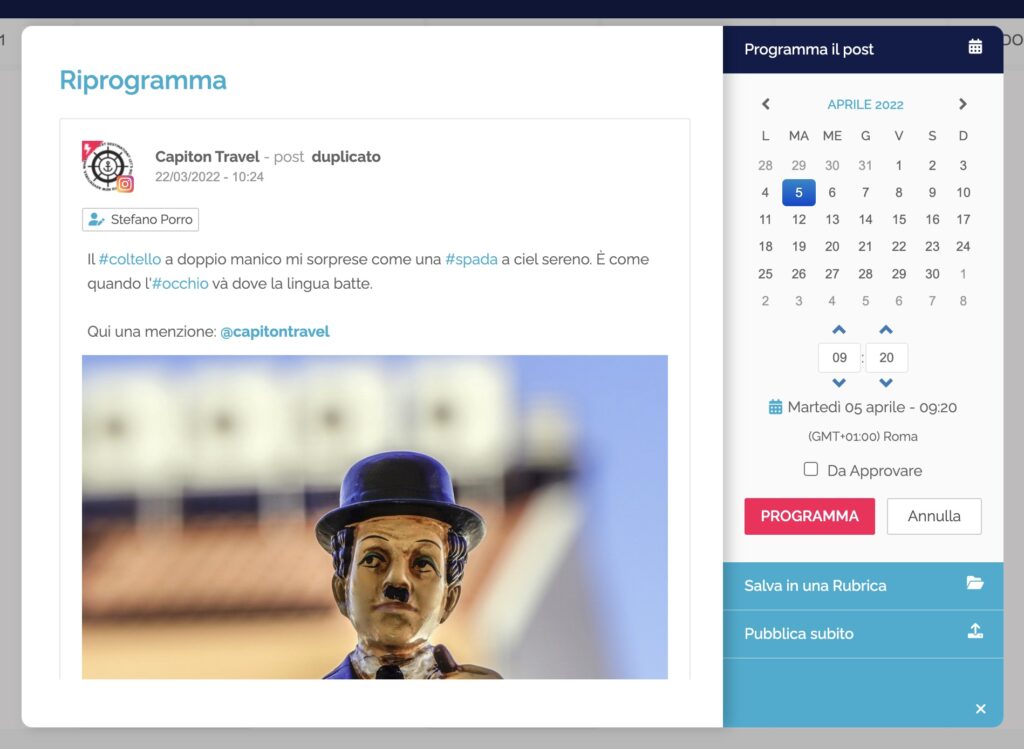 Finestra di riprogrammazione