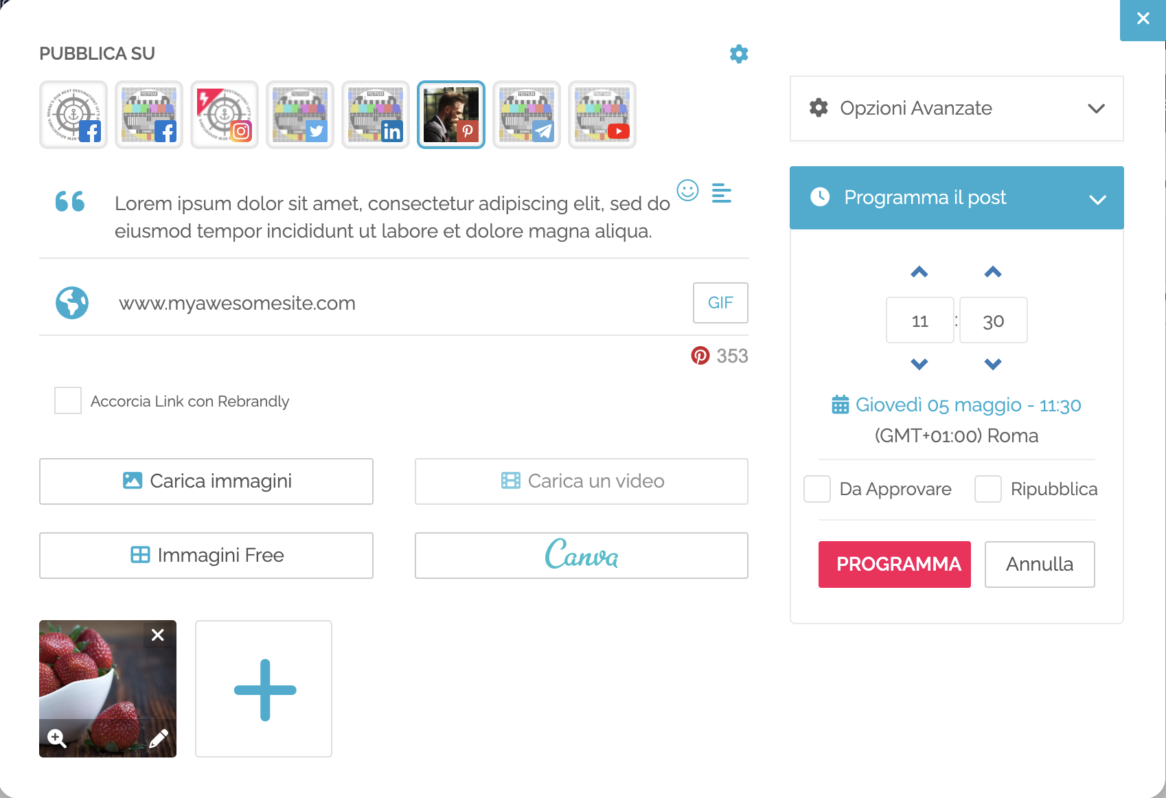 Editor dei post multicanale