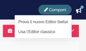 il menu del pulsante "Componi"