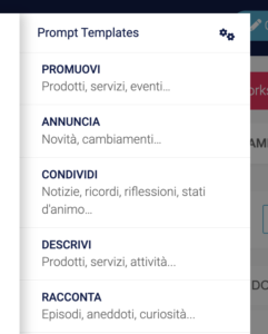 Dettaglio della sezione "Prompt Templates"