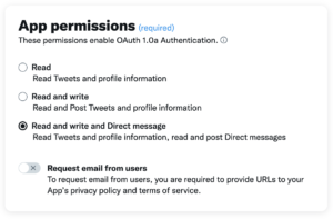 Il riquadro "App permissions"