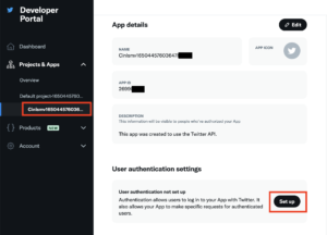 La sezione "App details" di Twitter