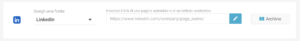 interfaccia utente di PostPickr per collegare una fonte LinkedIn. L'utente può inserire il link di una pagina aziendale o scolastica nel campo di testo, con un pulsante per confermare l'input e un'opzione Archivio visibile a destra.