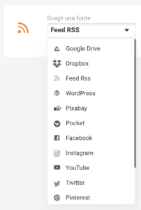 Il menu di scelta delle Fonti