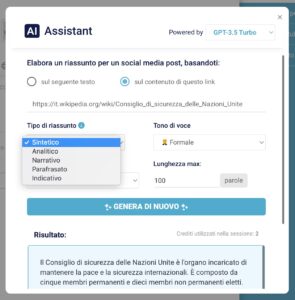 Modello di prompt assistito per la generazione di riassunti a partire da un link