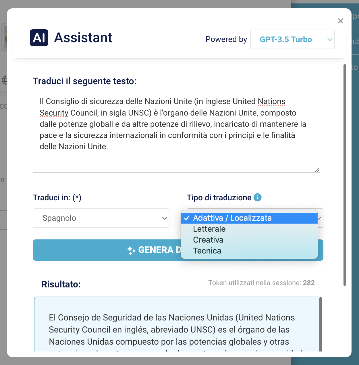 Modello di prompt assistito per la traduzione multilingua