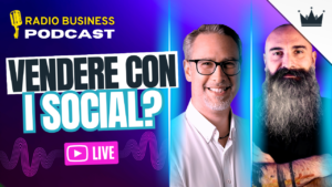 Grafica del podcast "Vendere sui social?" con due ospiti, in collaborazione con PostPickr.