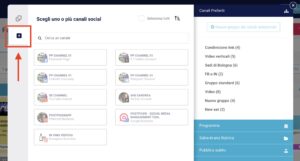 La sezione "Aggiungi canale" del menu di navigazione