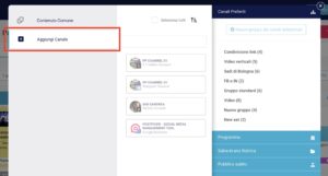 Il modulo "Aggiungi canale" del menu di navigazione
