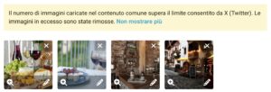 Esempio di avviso di adattamento automatico del numero di immagini su un canale X-Twitter