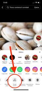 interfaccia app mobile TikTok, sezione opzioni del post