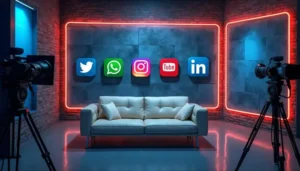 Immagine evocativa con loghi social X, Instagram e LinkedIn sopra un divano | PostPickr