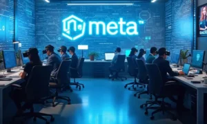 Un'immagine evocativa del quartier generale di Meta Facebook con i suoi dipendenti a lavoro | PostPickr