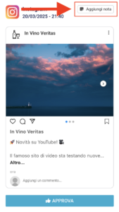 Pulsante per aggiungere nota a un post programmato su PostPickr