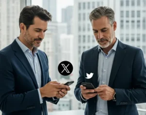 Manager analizzano le metriche del profilo Twitter X aziendale | PostPickr