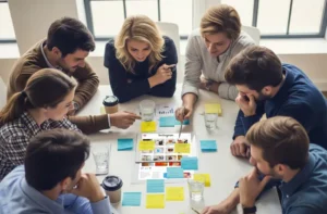 Team social coinvolto in attività di brainstorming per attivare le best practices su in Instagram | PostPickr