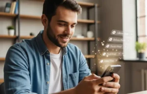 Creativo digitale scorre tra le tante notifiche di un post di successo ottenuto grazie alla psicologia dell’engagement | PostPickr