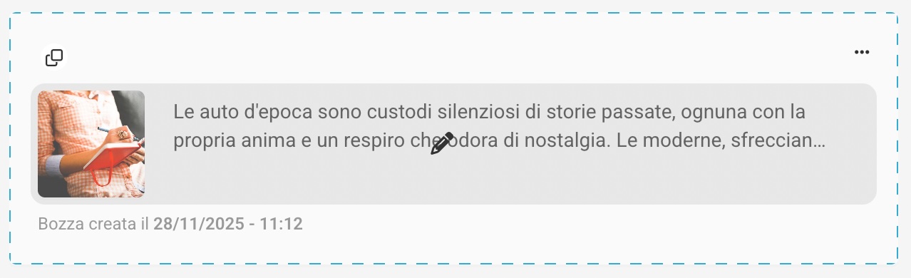 Dettaglio del segnaposto di una bozza con l'icona di modifica evidenziata