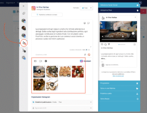 Editor di PostPickr che permette creazioni di post con caroselllo misto