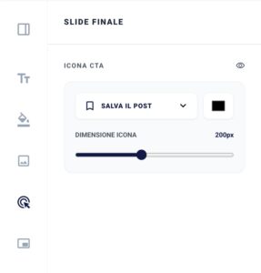 La sezione "Slide Finale" della sidebar delle impostazioni
