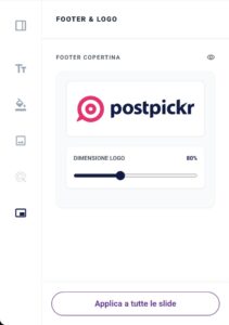 La sezione "Footer & Logo" della sidebar delle impostazioni