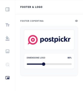 La sezione "Footer & Logo" della sidebar delle impostazioni
